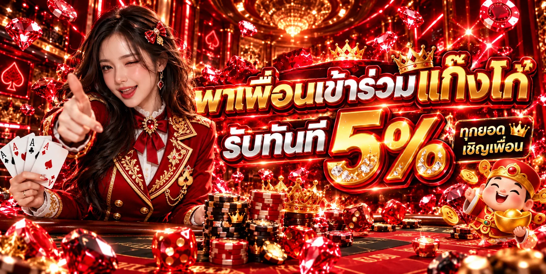 สล็อตออนไลน์อั่งเปา123 โทนแดงทองพร้อมมาสคอตแฟนตาซี